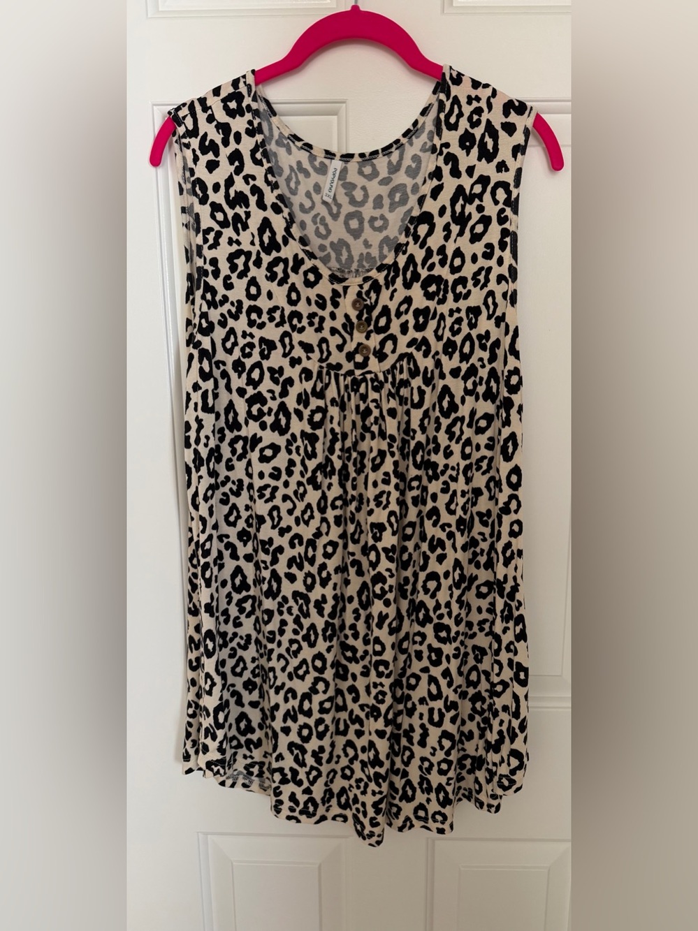 Sleeveless Leopard Print V-Neck Tank Top - Beige/Black